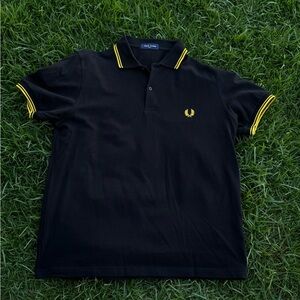 Fred Perry Black Polo with Yellow Trim